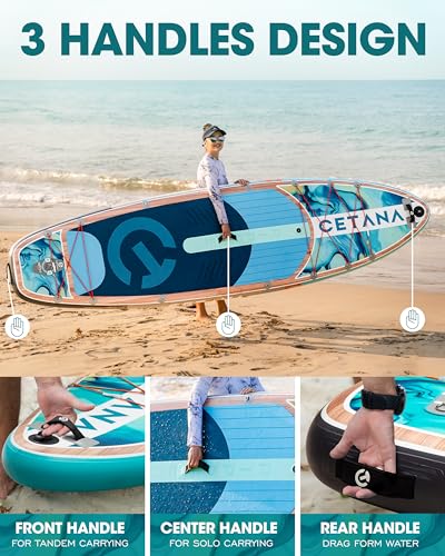 CETANA 11'6×35" Extra Wide Stand Up Paddle Board for Adults & Youth, 400lb Capacity Inflatable Paddle Board, Sup for 2+1 P...