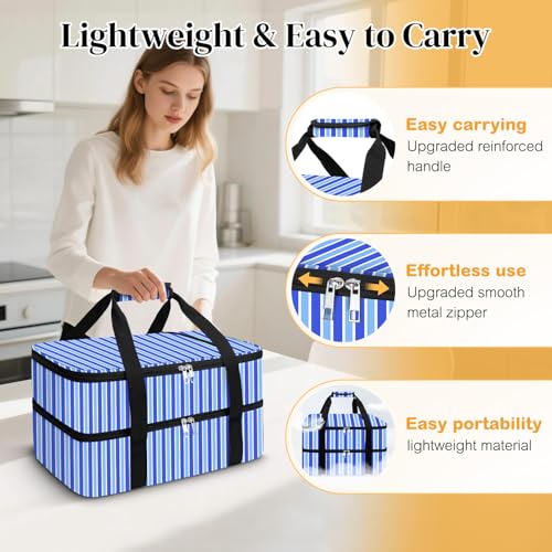 Coobiiya Insulated Casserole Carrier – Portable Tote for Hot or Cold Food, Warmer & Cooler Bag Lunch Bag, Fits 9" x 13" Ba...
