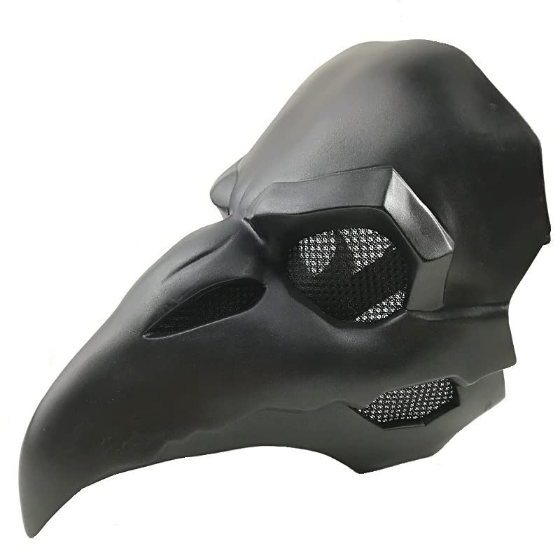 Cafele Steampunk Plague Doctor Bird Mask with LED Light, Retro Long Nose Beak Cosplay Halloween Masquerade Costume Props (Black no LED)