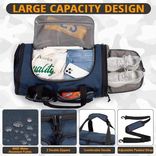 Expandable Gym Bag For Men,Tactical Large 3 in 1 Sports Duffle Bag With Shoes Compartment,Water Resistant Sports Gym Tote ...
