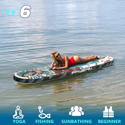 Inflatable Paddle Board,Extra Wide 10.6'/11' Stand Up Paddle Board with Sup Accessories,400lbs Capacity for Family with Sa...