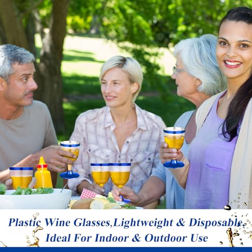 Jingmore 50 Pcs Rimmed Cups Plastic Wine Glasses Champagne Flutes 6 oz Wine Cups Clear Toasting Glasses Mini Stemware for ...