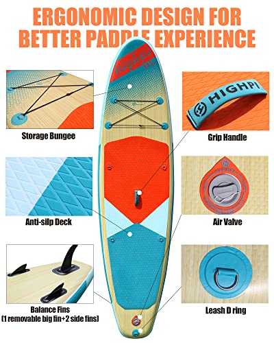 Highpi Inflatable Stand Up Paddle Board for Youth and Adults – Wide Sup with Premium Accessories, Blow Up Paddleboard for ...