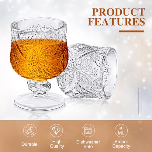 1.75 oz Shot Glasses Set Fancy Cute Shot Glasses Cordial Crystal Shot Glassware Clear Embossed Glass Snifters Drinkware fo...