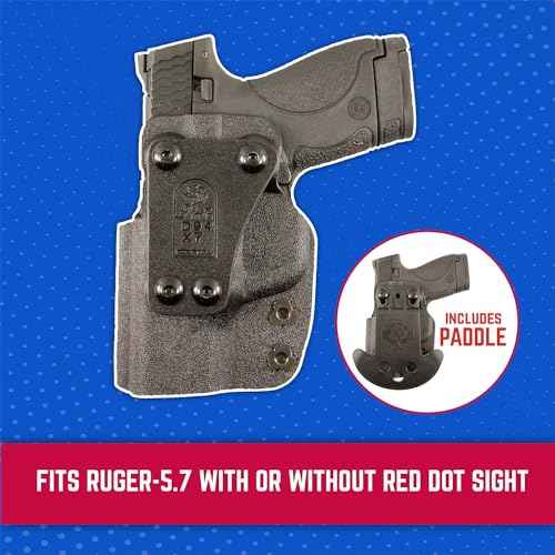 DeSantis Cazzuto OWB Holster - Holster OWB, Compact Holster, Lightweight Adjustable Holster, Compatible with Ruger-5.7 with or without Red Dot Sight - Right Hand Draw, Black