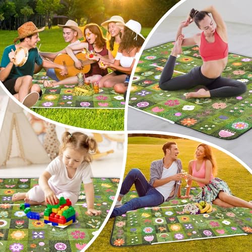 dealzilla Picnic Blanket 60"X78" Waterproof Foldable Outdoor Lawn Quilted Blanket Bag 2 in 1 Camping Machine Washable Conc...