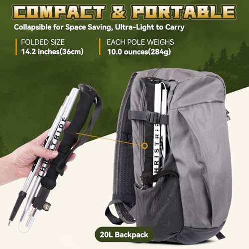 THRISTRIDE Collapsible Aluminum Single Trekking Pole(1pc) - Lightweight Hiking Stick for Women, Men & Seniors, Adjustable ...