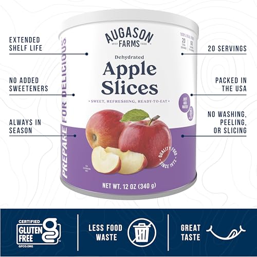 Augason Farms Dehydrated Apple Slices Can - Gluten Free Survival Food with Long Shelf Life - Emergency Food Supply for Cam...