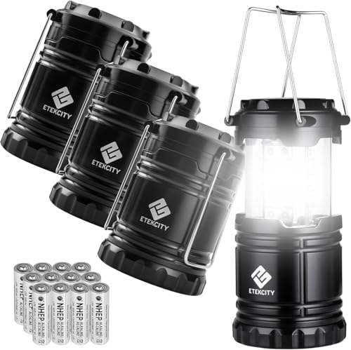 Etekcity Camping Lanterns for Power Outages 4 Pack, Flashlight for Camping Essentials, Survival Kit and Gear, Hurricane Pr...