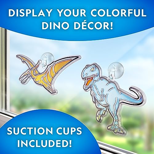 National Geographic Kids Stained Glass Kit - Glow in The Dark Dinosaur Toys, Kids Arts and Crafts Set, Window Sun Catcher...