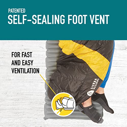 Sierra Designs Cloud 35 Degree DriDown Sleeping Bag Ultralight Zipperless Down Sleeping Bag for Backpacking and Camping