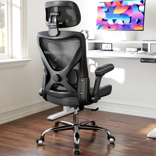 Ergalithic Ergonomic Office Chair-Computer X-Shaped Chair Mesh PU Leather with Adjustable Lumbar Support-Executive Desk Ch...