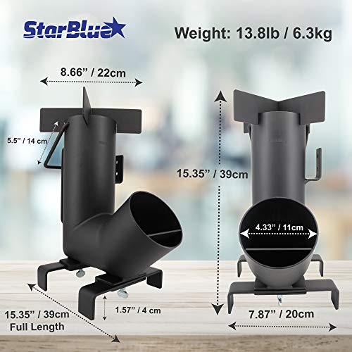 Camping Rocket Stove by StarBlue with FREE Carrying Bag - A Portable Wood Burning Camping Stove with Large Chamber Best fo...