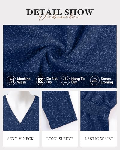 Bebonnie Womens Sexy V Neck Batwing Sleeve Sparkly Cocktail Party Sweater Dresses Holiday Bodycon Midi Dress