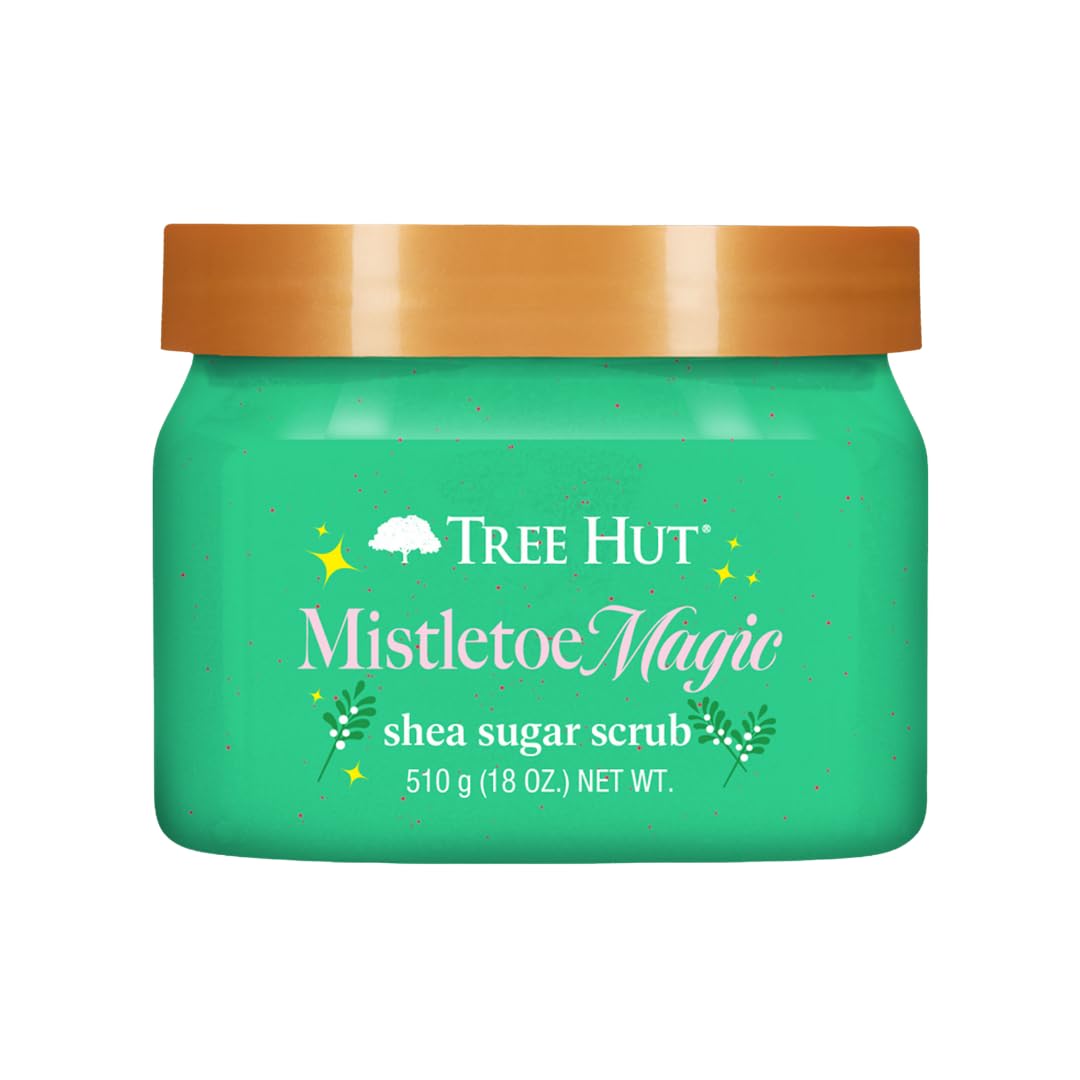 Tree Hut Mistletoe Magic Shea Sugar Scrub, Exfoliating & Hydrating Body Scrub with Shea Butter, Holiday Gift & Stocking Stuffer,