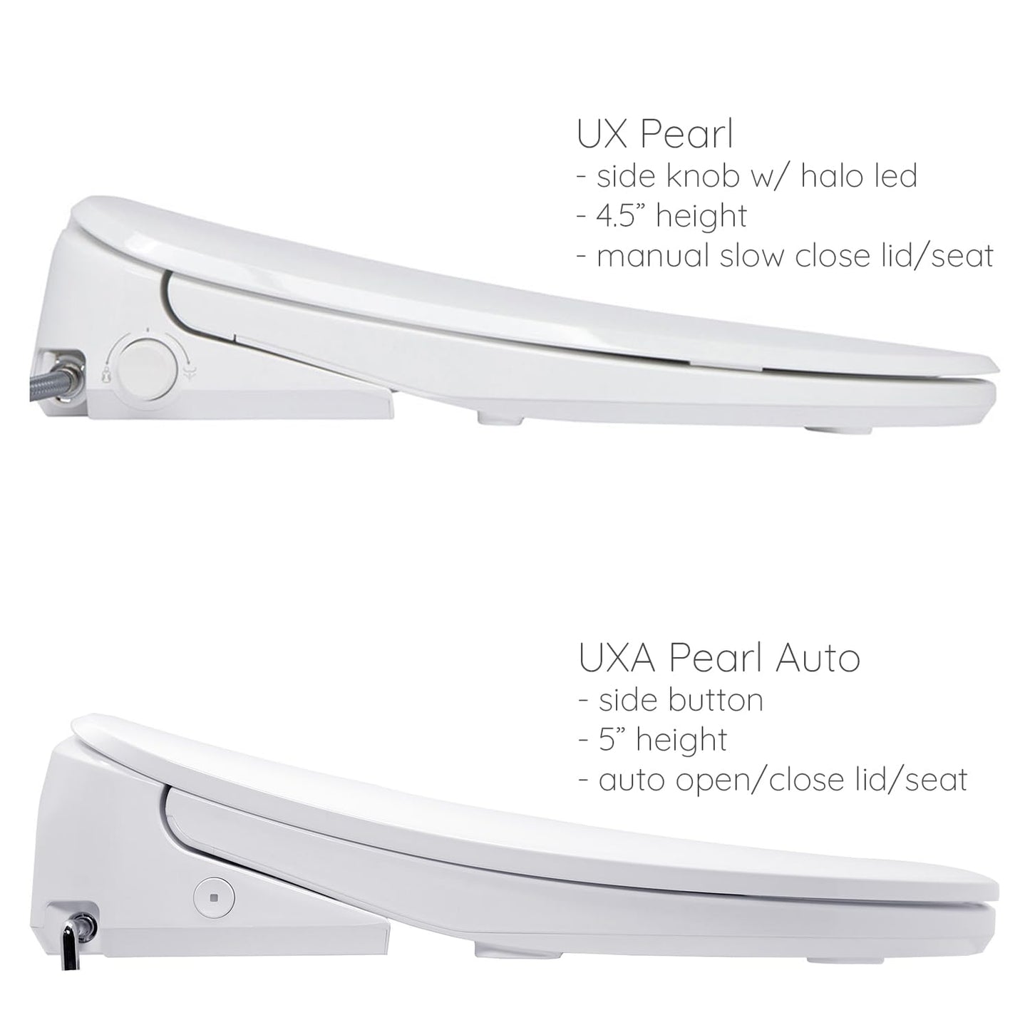 ALPHA BIDET UXA Pearl Auto Bidet Toilet Seat in Elongated White | Endless Warm Water | Automatic Lid and Seat | Arced Stainless Steel Nozzle | LED Nightlight | Dryer | Deodorizer | 3 Year Warranty