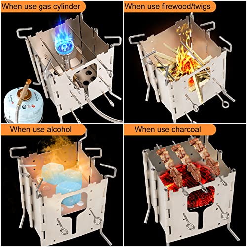Hotdevil Camping Solo Stove Stainless ALL-Fuel Folding Backpacking Stove Single Burner Fire Pit Portable Butane Fuel Stove...