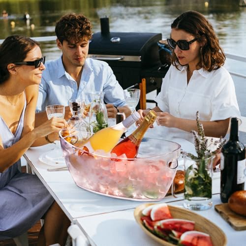 Ice Buckets for Parties, 2pcs Acrylic Champagne Beverage, Drinks Buckets Tub for Cocktail Bar, 5.5L Ice Bucket for Christm...