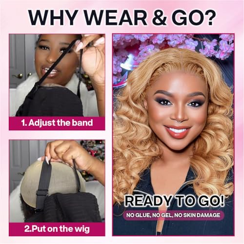 Honey Blonde 5x5 Body Wave Bob Wig Human Hair 200% Density 5x5 Hd Lace Closure Wigs Human Hair Wigs For Black Women Wear And Go Glueless Bob Wig Human Hair With Baby Hair 16 Inch