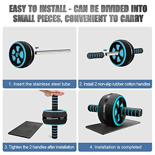Ab Roller Wheel, 10-In-1 Ab Exercise Wheels Kit with Resistance Bands, Knee Mat, Jump Rope, Push-Up Bar - Home Gym Equipme...
