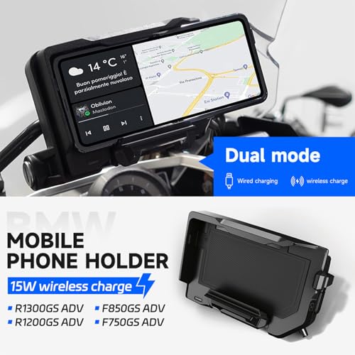FWXEOZ Phone Holder for Motorcycle with Wireless Charge & Fast Wired Charging GPS Navigation Phone Mount Fit for BMW R1200...