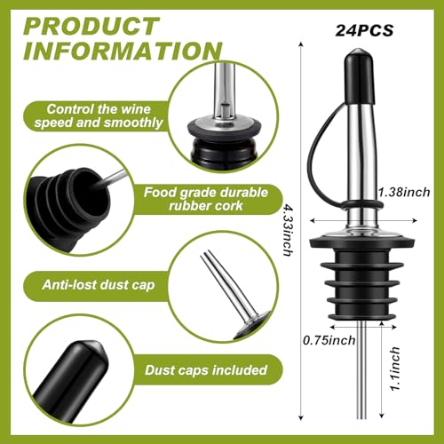 Mifoci 3 Tier Bar Glass Rimmer Bartender Tool with 12 Pcs Stainless Steel Classic Bottle Pourers, Bar Caddy with 6 Compart...