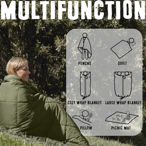 ZIPPIES 3M Thinsulate Insulation Puffy Camping Blanket for Cold Weather, Queen Size Warm Camping Quilt with Zipper, Waterp...