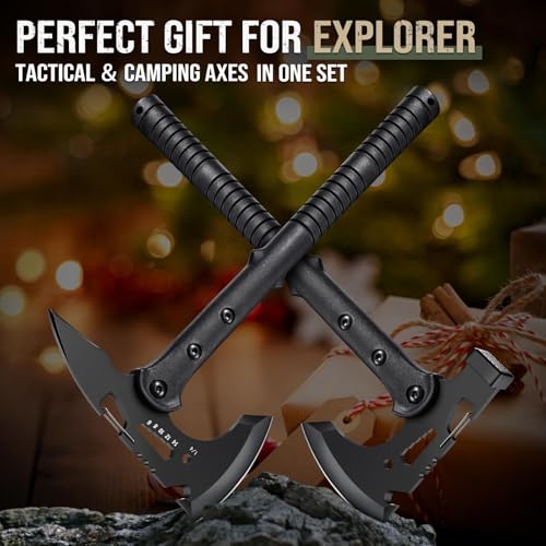 Freelander Tactical Axe 2 Pack, Sharp Tomahawk with Sheath, Portable Tomahawk with Clip and Bottle Opener, Durable Surviva...