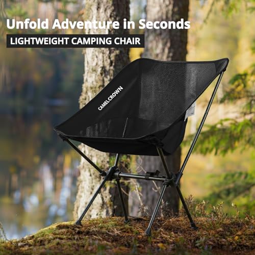 CAMEL CROWN Camping Chair Heavy Duty Backpacking Chair - Ultra-Light Folding Chair with Carry Bag, Portable Compact for Ou...