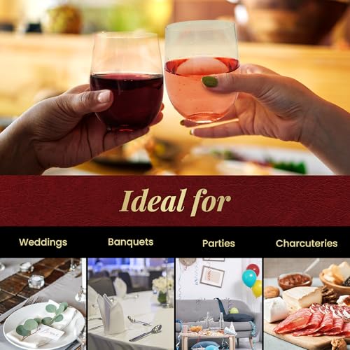 Reli. Disposable Wine Glasses (48 Pack, 12oz) Plastic Stemless Wine Glasses Disposable | Clear and Stemless for Parties, C...