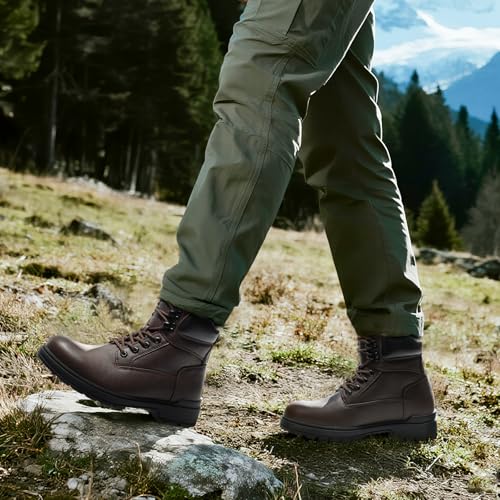 ANJOUFEMME Men's Winter Hiking Boots Waterproof, Anti-Slip Outdoor Climbing Warm Work Trekking Shoes for Men