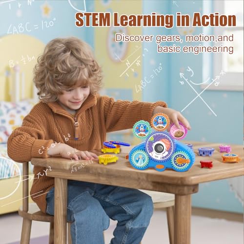 Fivoro STEM Gears Toys for Kids Ages 3+, Creative Learning Building Blocks, 18Pcs Educational Construction Toy Set, Electr...