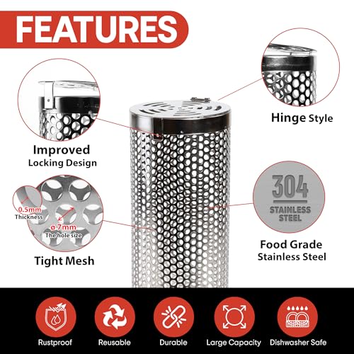 Rolling Grilling Baskets (2 PCS) - 360° Heavy Duty Stainless Steel BBQ Basket, Complete Set for Outdoor Cooking and Party