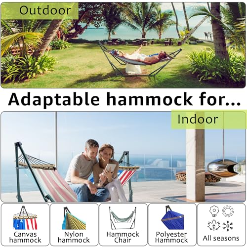 Tranquillo Sturdy Steel Hammock with Stand Premium Cotton Canvas Hammock, 600 lbs Capacity Hammock Stand Folding, Portable...