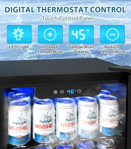 Electactic 50 Cans Beverage Refrigerator Cooler, 1.3 Cu.ft Mini Fridge Countertop Drink Cooler with Glass Door for Beer, S...