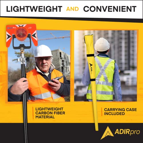 AdirPro 8.5-Foot Carbon Fiber Prism Pole with Adjustable Tip & AdirPro Surveying Tripod for Prism Bundle
