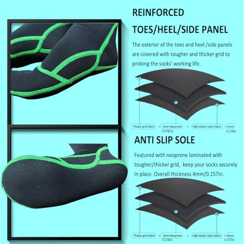 PLUSHSOX Premium Long Neoprene Wet Wading socks, no Bunching at Ankle, Wader Sock for Surfing Diving Fly Fishing, Gift Socks