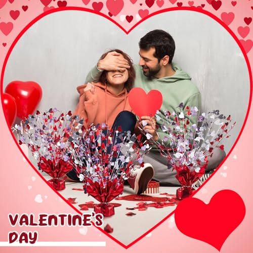 Juexica 6 Pcs Valentines Table Centerpieces Heart Burst Valentine Table Decorations Party Accessory Heart Tinsel Centerpie...