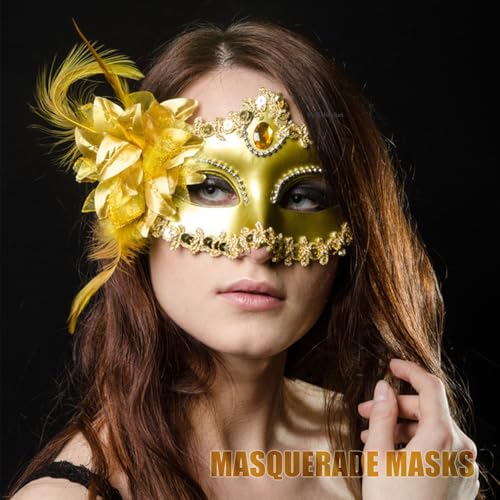 Masquerade Mask for Women Venetian Halloween Carnival Masks for Party Prom Ball (Black)