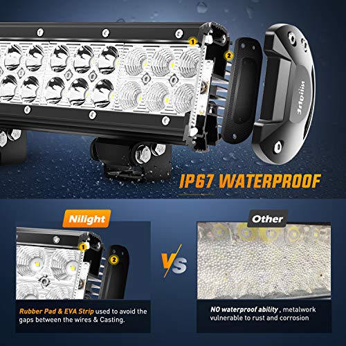 Nilight Led Light Bar 12 Inch 72W Spot Flood Combo Off Road Fog Lights Driving LED Pods with Off Road 16AWG Wiring Harness...