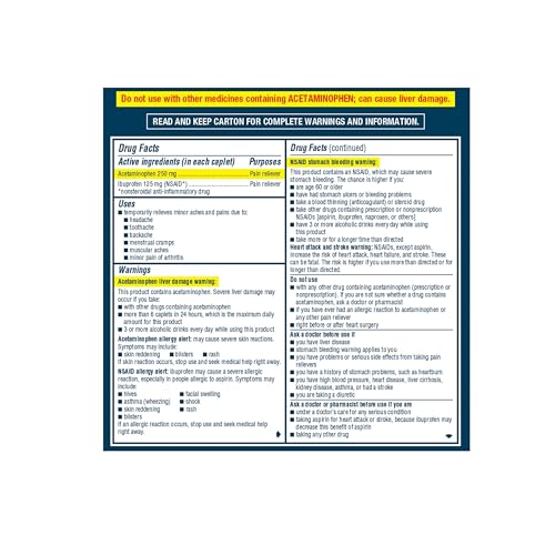Advil Dual Action Coated Caplets, 125 Mg Ibuprofen and 250 Mg Acetaminophen per Dose (2 Dose Equivalent) for 8 Hour Pain Relief - 216 Count
