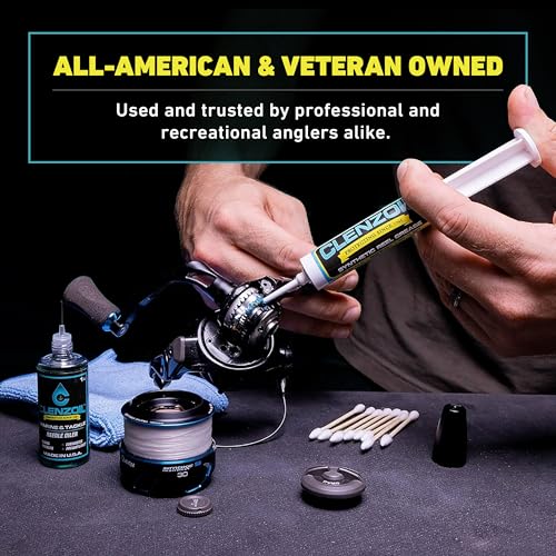 Clenzoil Marine & Tackle Reel Care Kit - with Fishing Reel Oil & Grease - All-in-One Cleaning Kit - for Freshwater & Saltw...