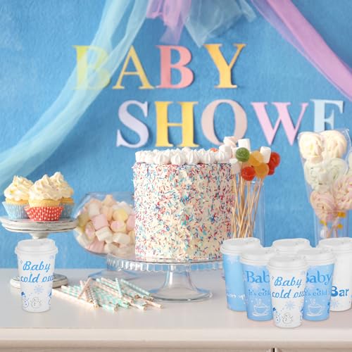 Layhit 100 Pcs 16 oz Baby It's Cold Outside Coffee Cup Hot Cocoa Bar Coffee Cup with Lids Disposable Winter Cups for Hot D...