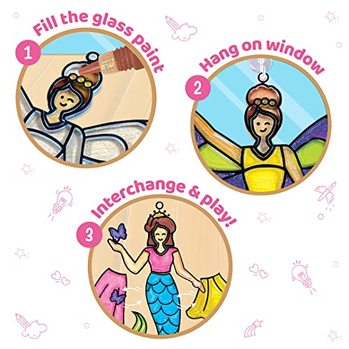Imagimake Window Art Princess | Suncatcher Kit | Arts and Crafts for Kids Ages 8-12 | Girls Toys Age 6-8 | Unicorn Gifts f...