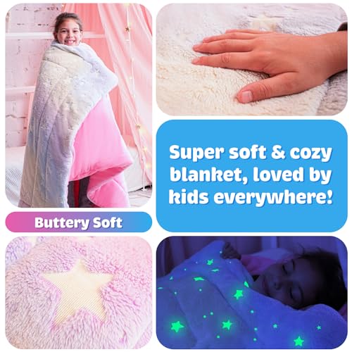 Kids Sleeping Bag for Boys & Girls - Glow in The Dark for Ages 3+, Large With Pillow Pocket, Extra Soft Toddler Blanket (6...