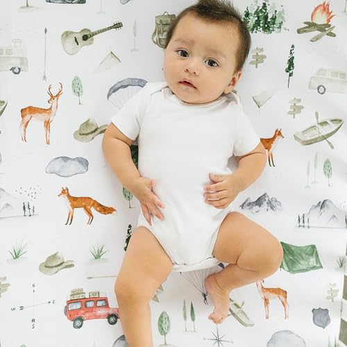 Pobibaby Premium Full Bed Sheet Set – Kids Double Bed Sheets in Cotton Blend | Ultra-Soft Woodland Camping Print with Fitt...
