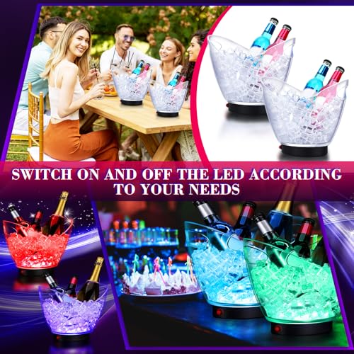 Umigy 6 Pcs 5L LED Ice Buckets Clear Plastic Ice Bucket Large Capacity Light RGB Colorful LED Cooler with Lights for Champ...