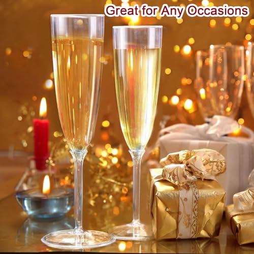 Tosnail 18-Pack 6 Oz Plastic Champagne Flutes, One Piece Design Disposable Plastic Wine Glasses, Clear Tall Drinking Cups ...