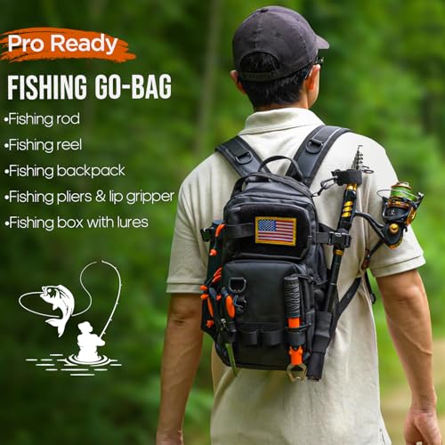 THKFISH Fishing Rod and Reel Combo with Backpack, Telescoping Fishing Pole Spinning Reel Kit with Fishing Lures, Pliers an...