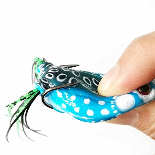 LENPABY 5pcs Frog Lure Ray Frog Topwater Fishing Crankbait Lures/Artificial Soft Bait 5.5CM 8G Soft Tube Bait,Especially f...